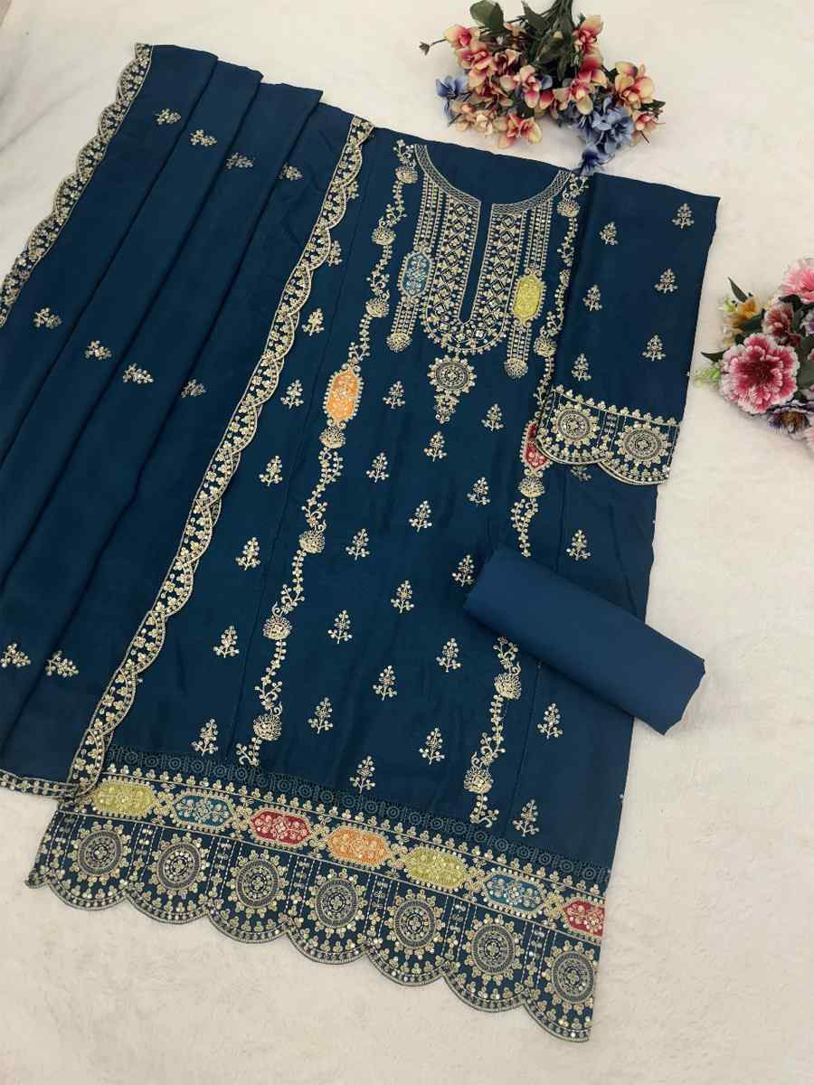 Pink Real Chinon Embroidery Party Wedding Festival Casual Pant Salwar Kameez