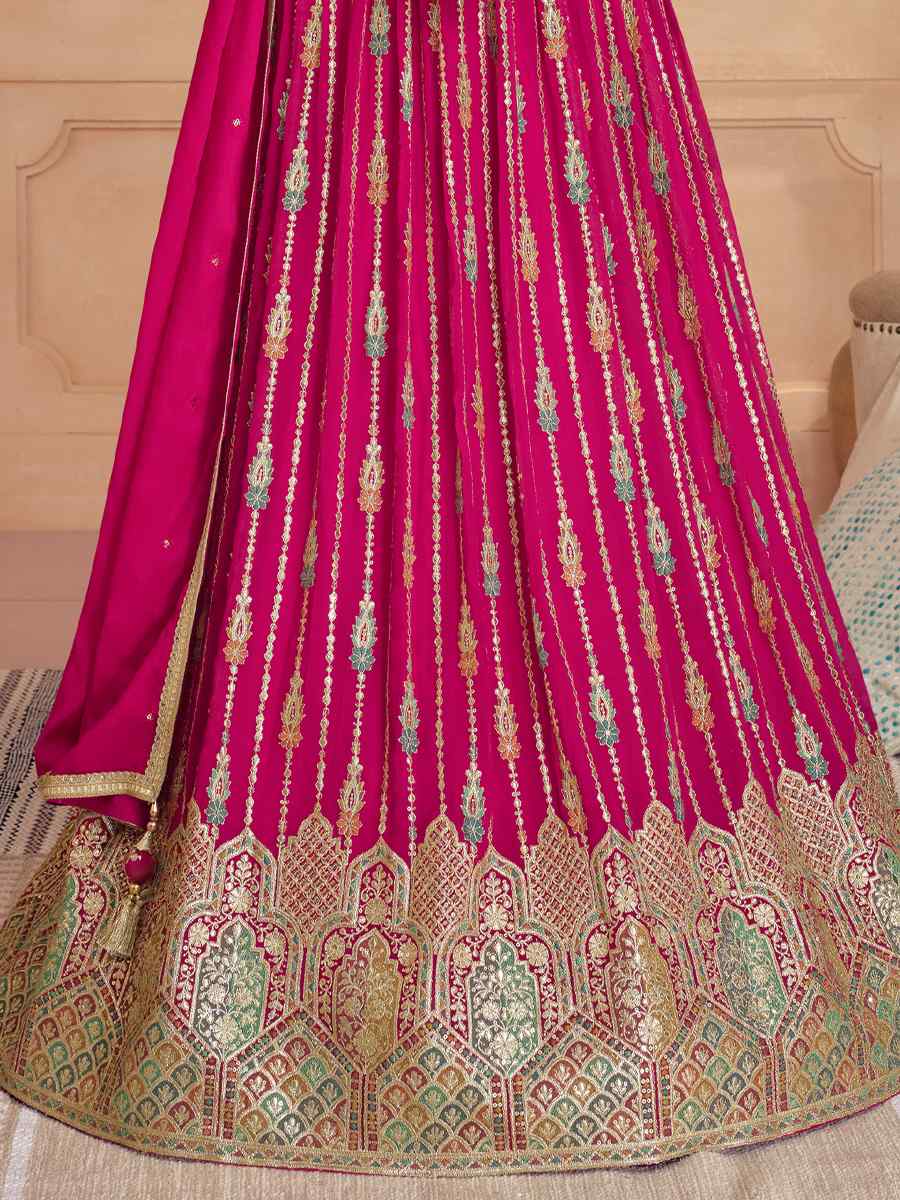 Pink Real Georgette Embroidered Festival Wedding Anarkali Salwar Kameez
