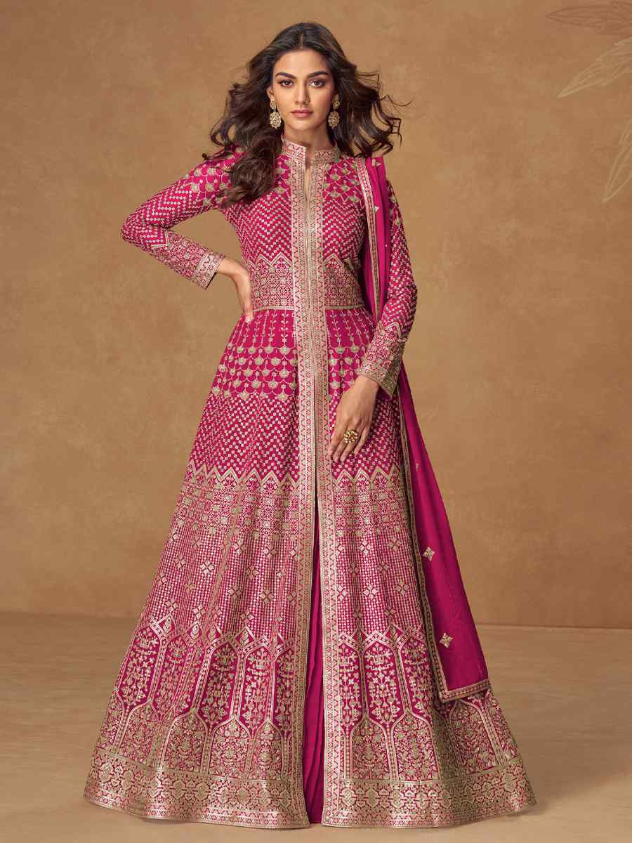 Pink Real Georgette Embroidery Party Wedding Festival Ready Lawn Salwar Kameez