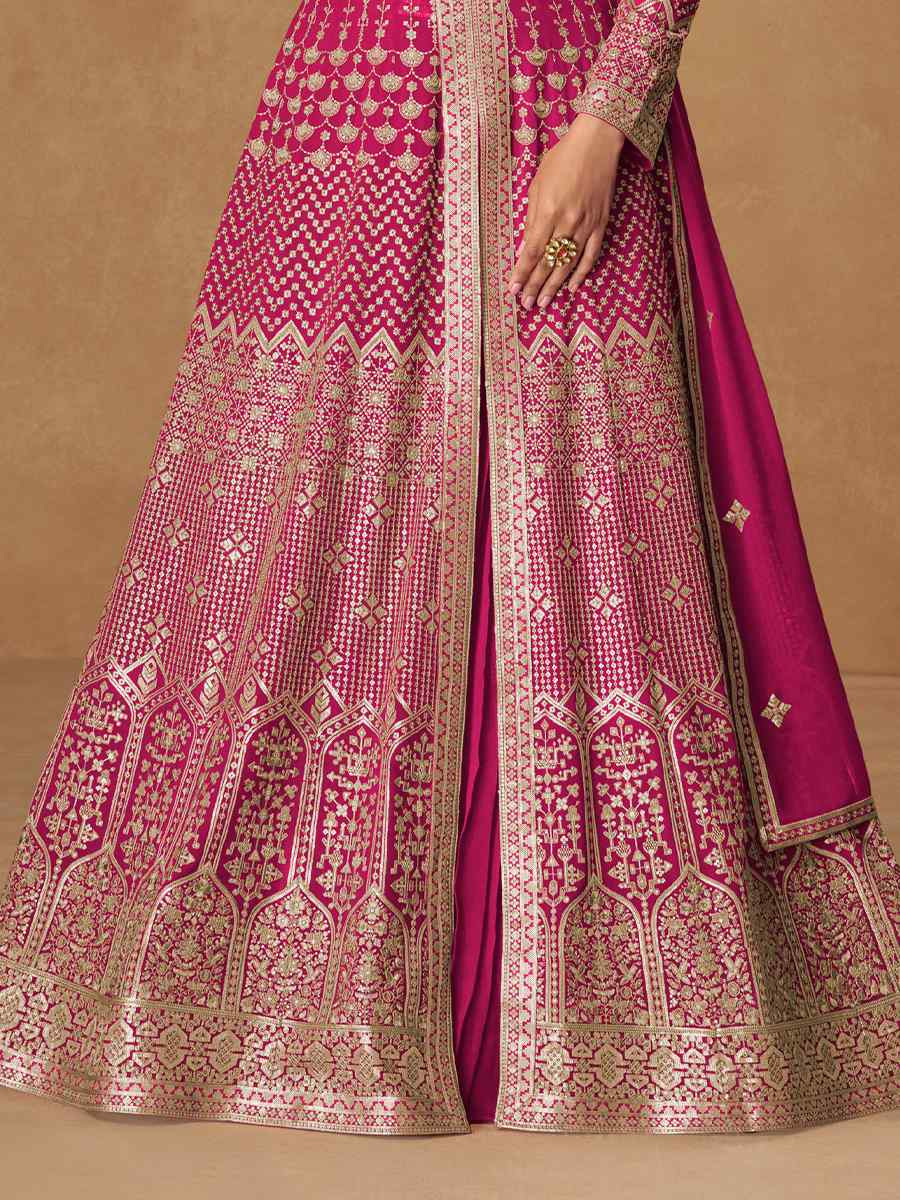 Pink Real Georgette Embroidery Party Wedding Festival Ready Lawn Salwar Kameez