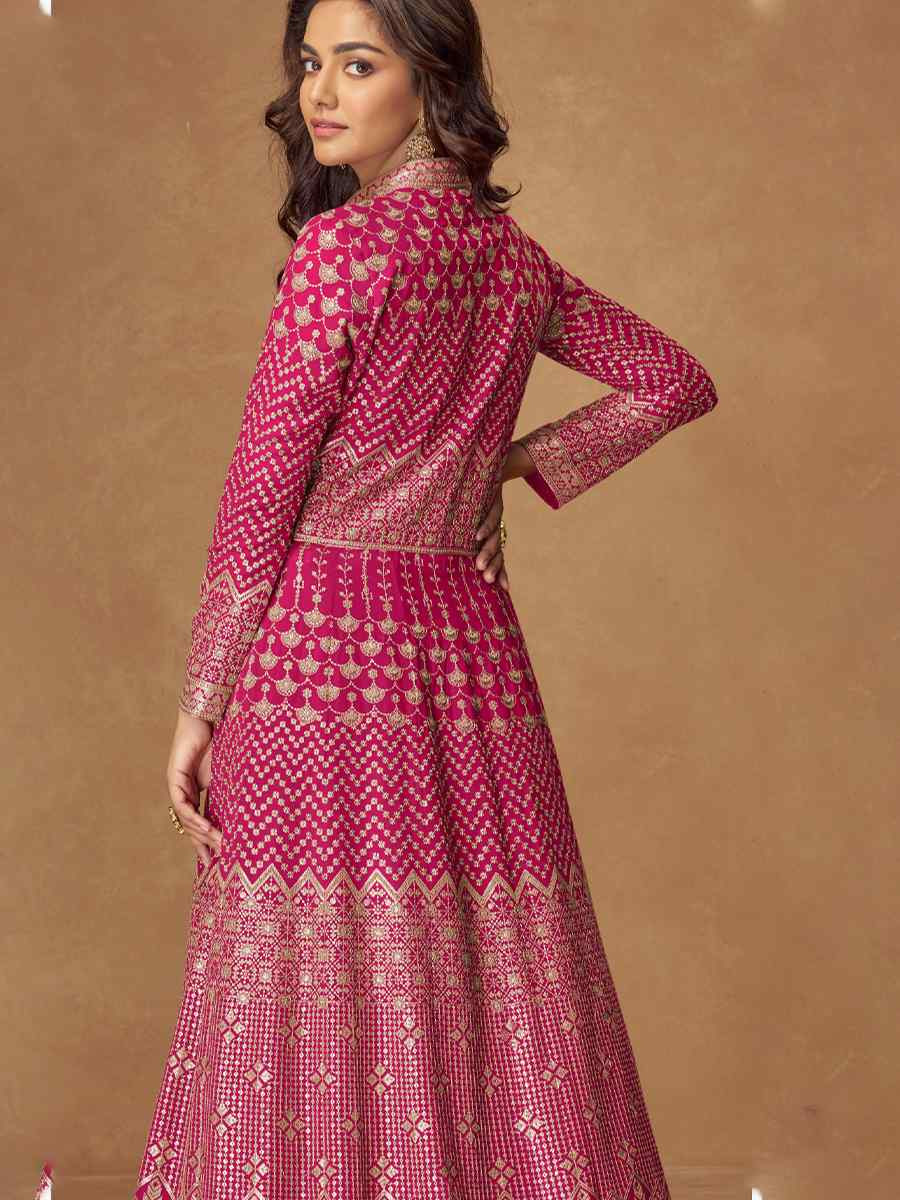 Pink Real Georgette Embroidery Party Wedding Festival Ready Lawn Salwar Kameez