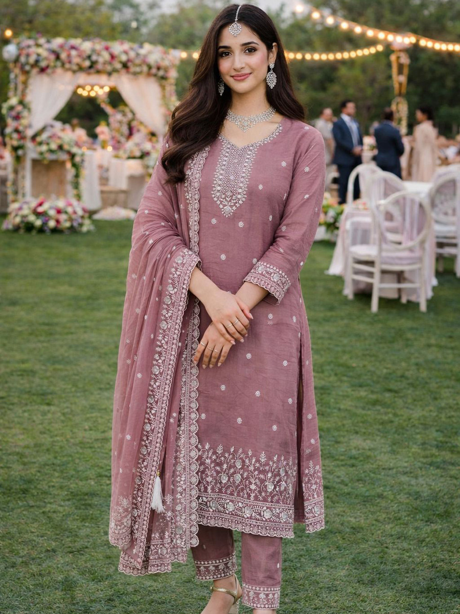 Pink Real Premium Gold Crush Silk Embroidery Sequins Party Wedding Festival Casual Ready Pant Salwar Kameez