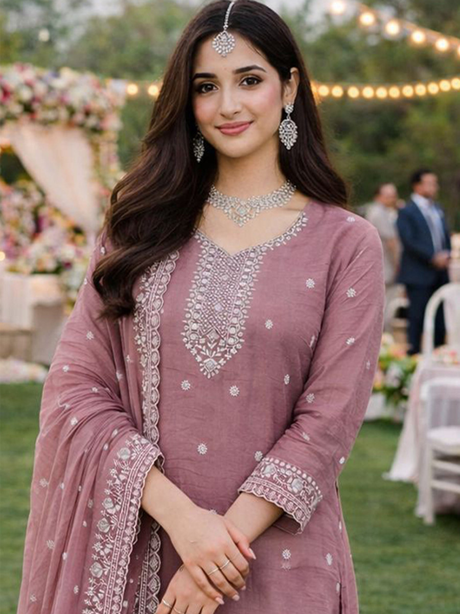 Pink Real Premium Gold Crush Silk Embroidery Sequins Party Wedding Festival Casual Ready Pant Salwar Kameez