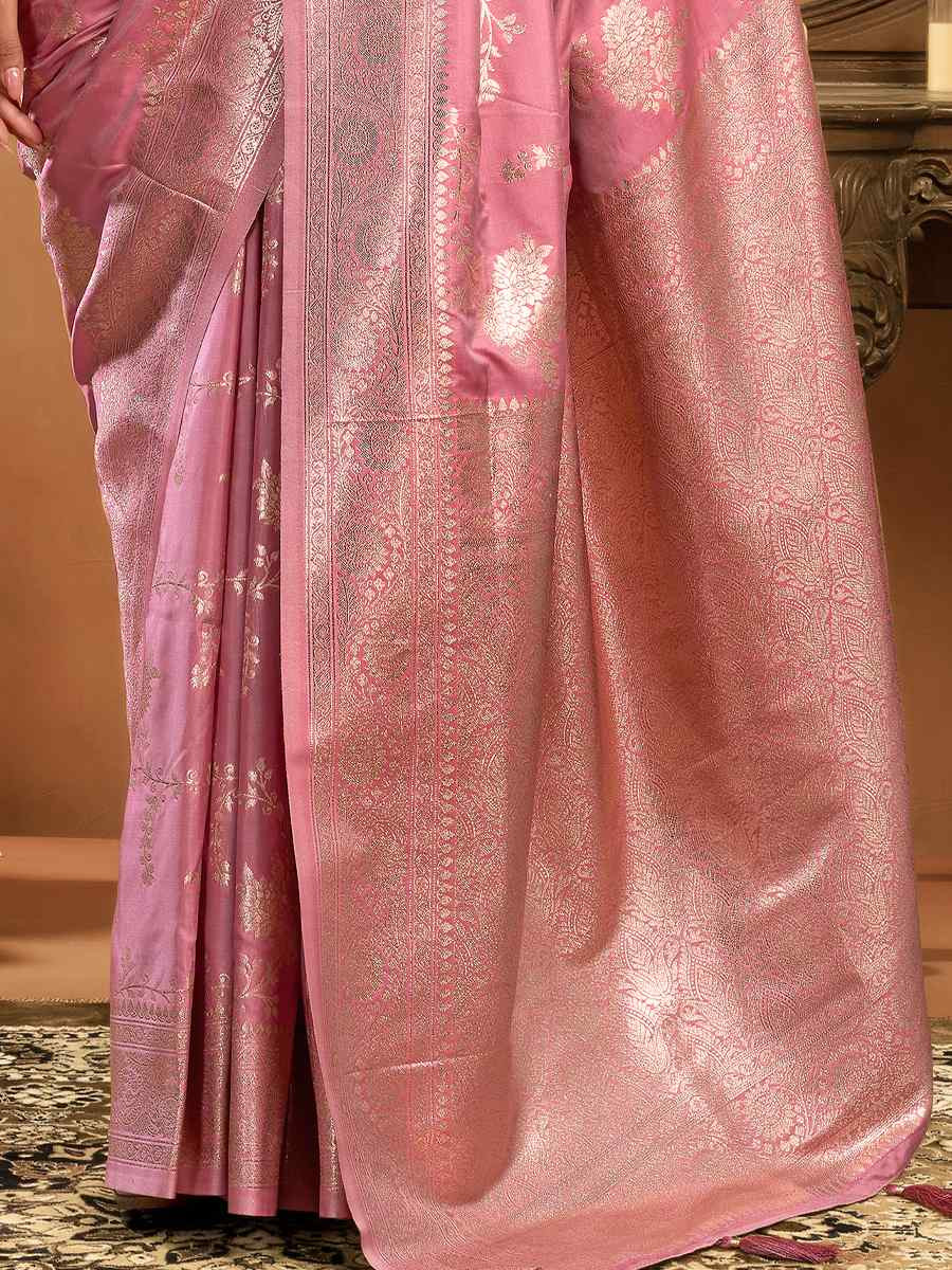 Pink Rich Pallu Silk Handwoven Traditional Bridal Reception Festival Wedding Fancy Heavy Border Saree