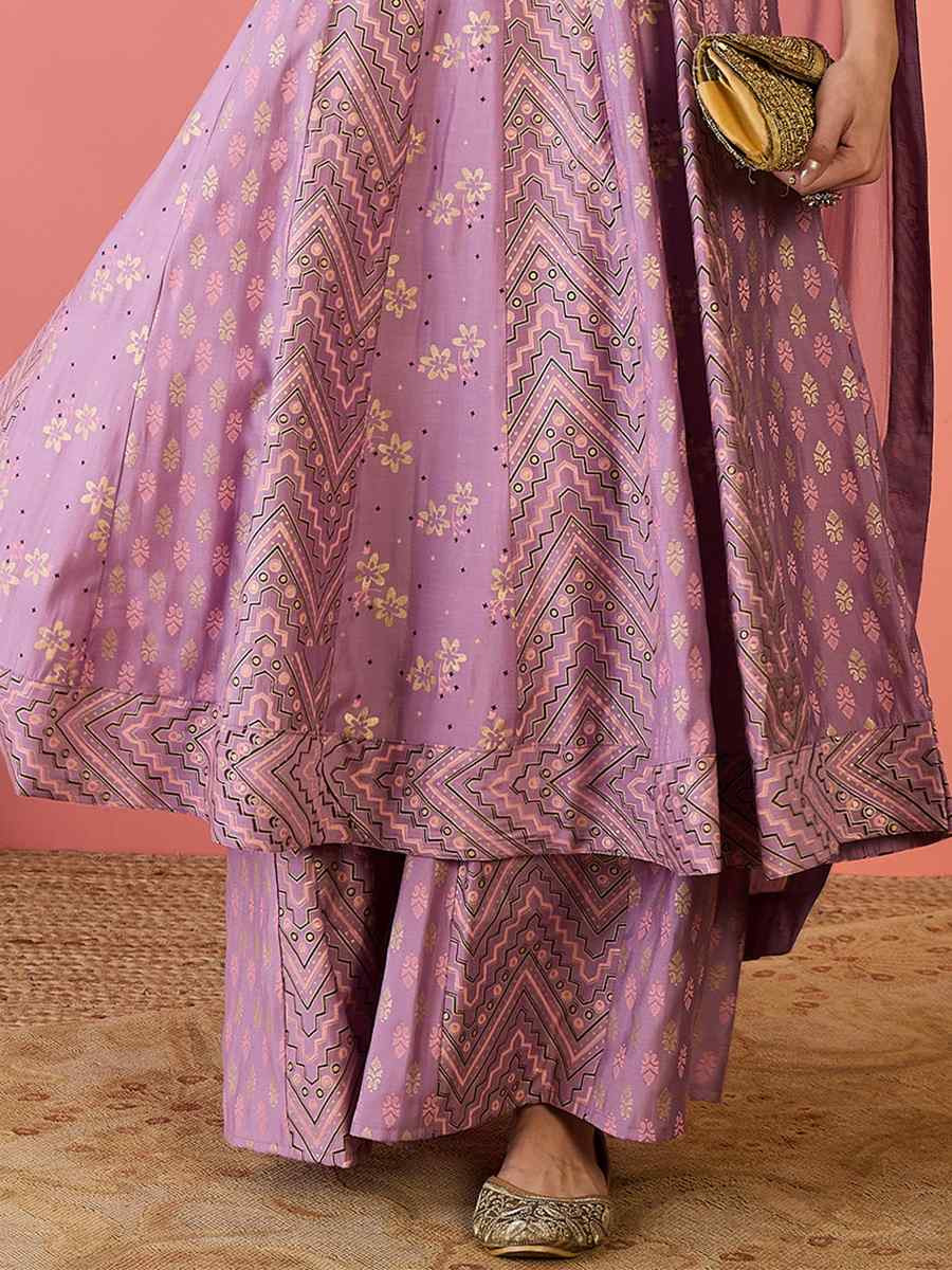 Pink Roman Silk Embroidered Party Wedding Ready A-Line Salwar Kameez