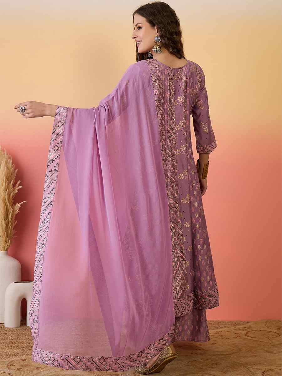 Pink Roman Silk Embroidered Party Wedding Ready A-Line Salwar Kameez