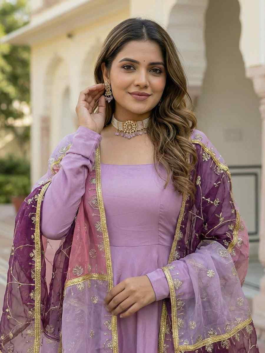 Pink Roman Simar Silk Plain Party Wedding Festival Casual Ready Anarkali Palazzo Pant Salwar Kameez