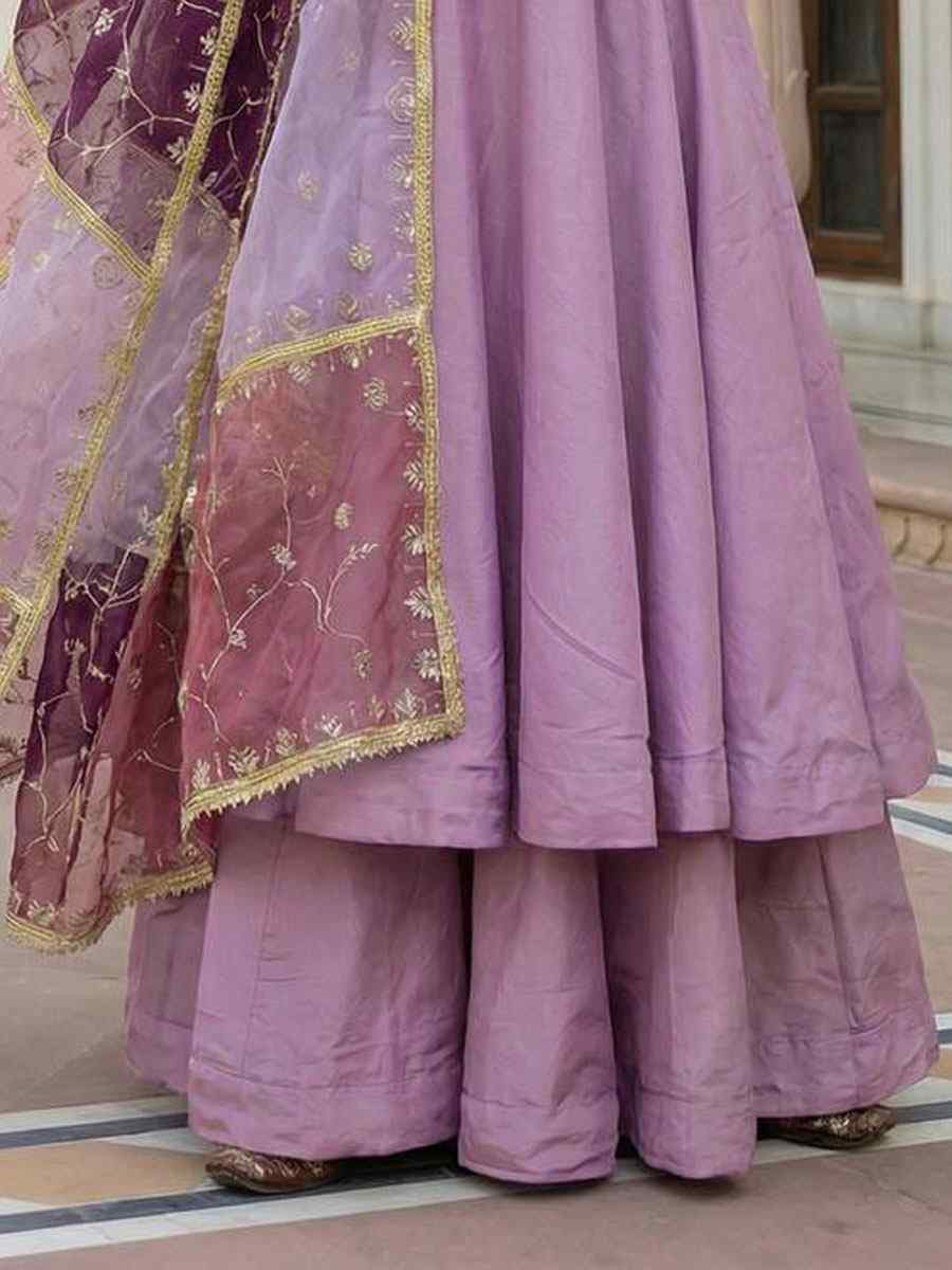 Pink Roman Simar Silk Plain Party Wedding Festival Casual Ready Anarkali Palazzo Pant Salwar Kameez