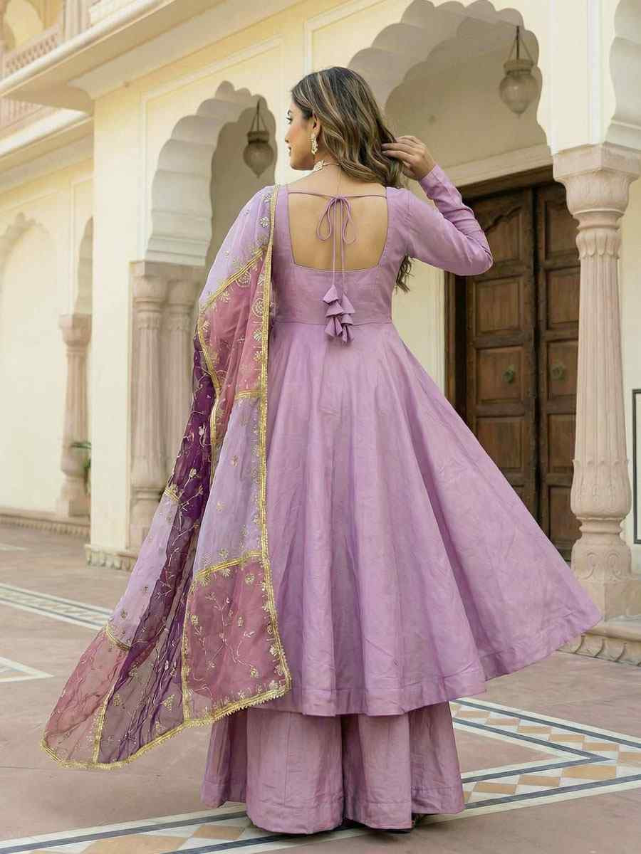 Pink Roman Simar Silk Plain Party Wedding Festival Casual Ready Anarkali Palazzo Pant Salwar Kameez
