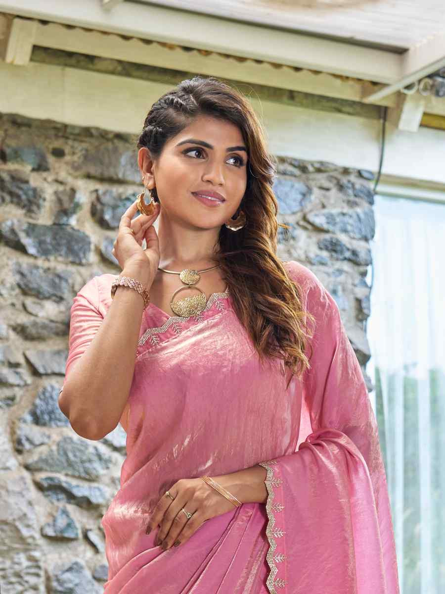 Pink Silk Handwoven Festival Wedding Heavy Border Saree