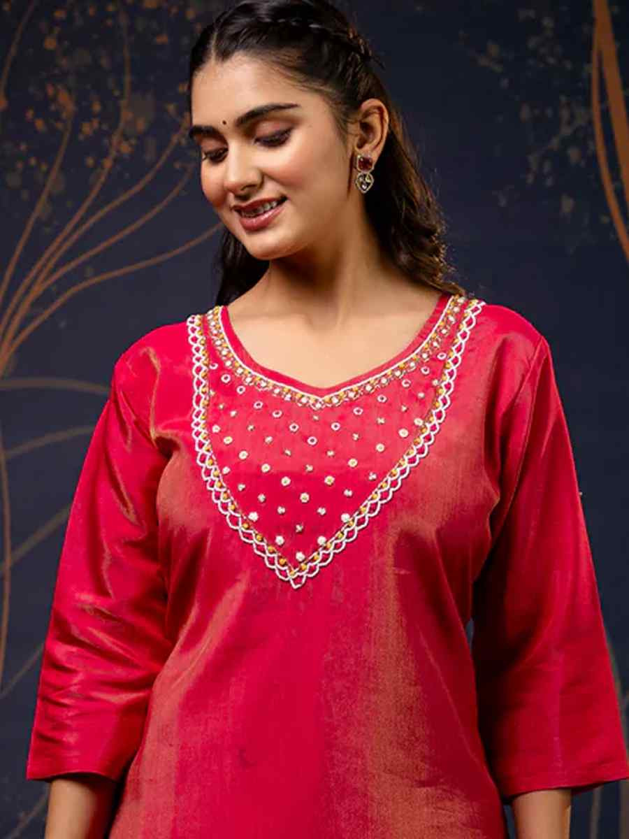 Pink Silk Blend Embroidered Festival Party Ready Pant Salwar Kameez