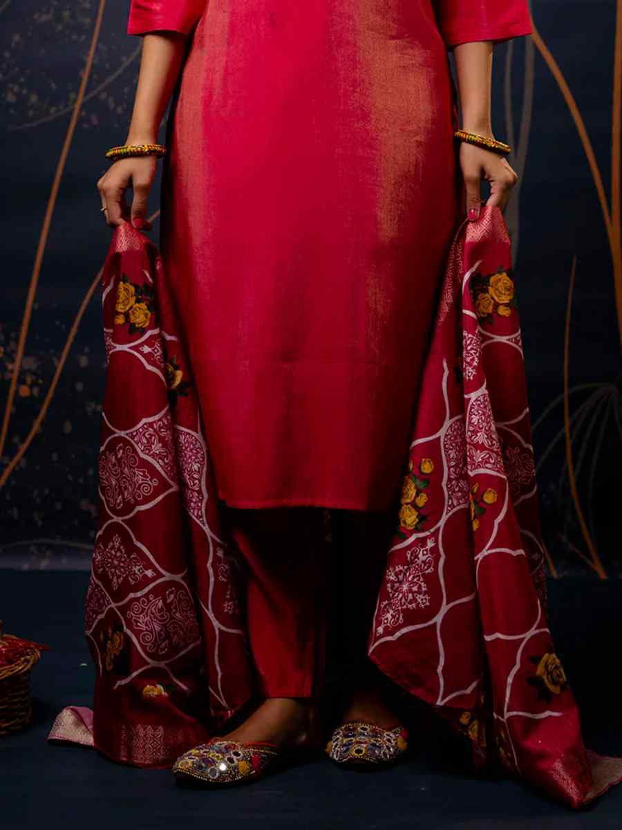 Pink Silk Blend Embroidered Festival Party Ready Pant Salwar Kameez