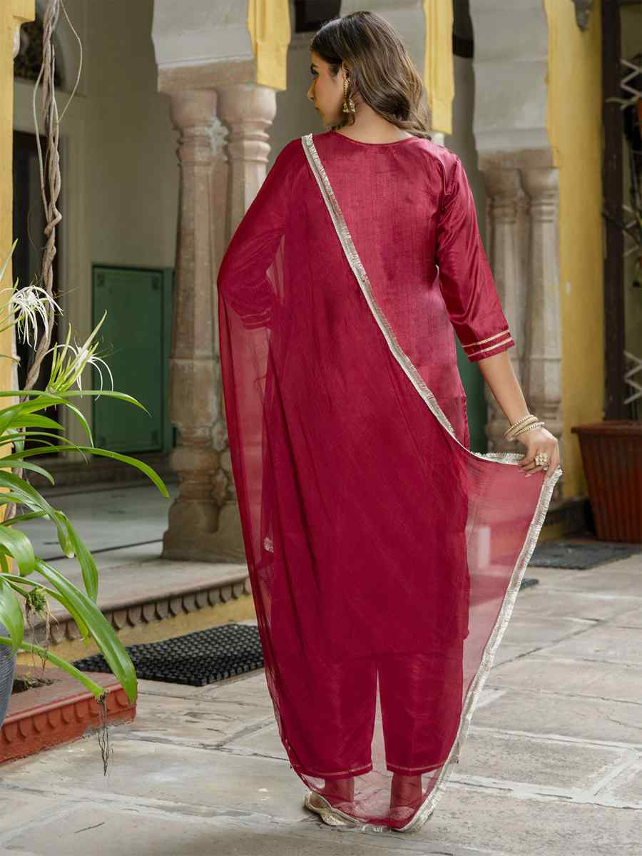 Pink Silk Blend Embroidery Party Wedding Festival Casual Ready Pant Salwar Kameez