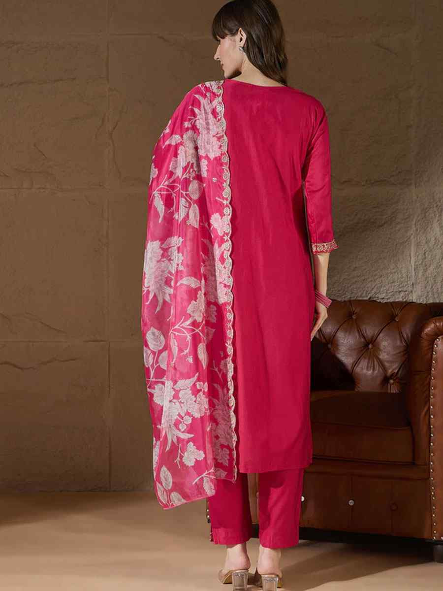 Pink Silk Blend Embroidery Party Wedding Festival Casual Ready Pant Salwar Kameez