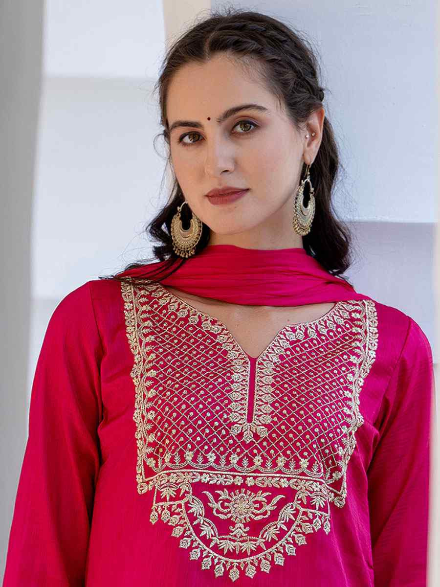 Pink Silk Blend Embroidery Party Wedding Festival Casual Ready Pant Salwar Kameez