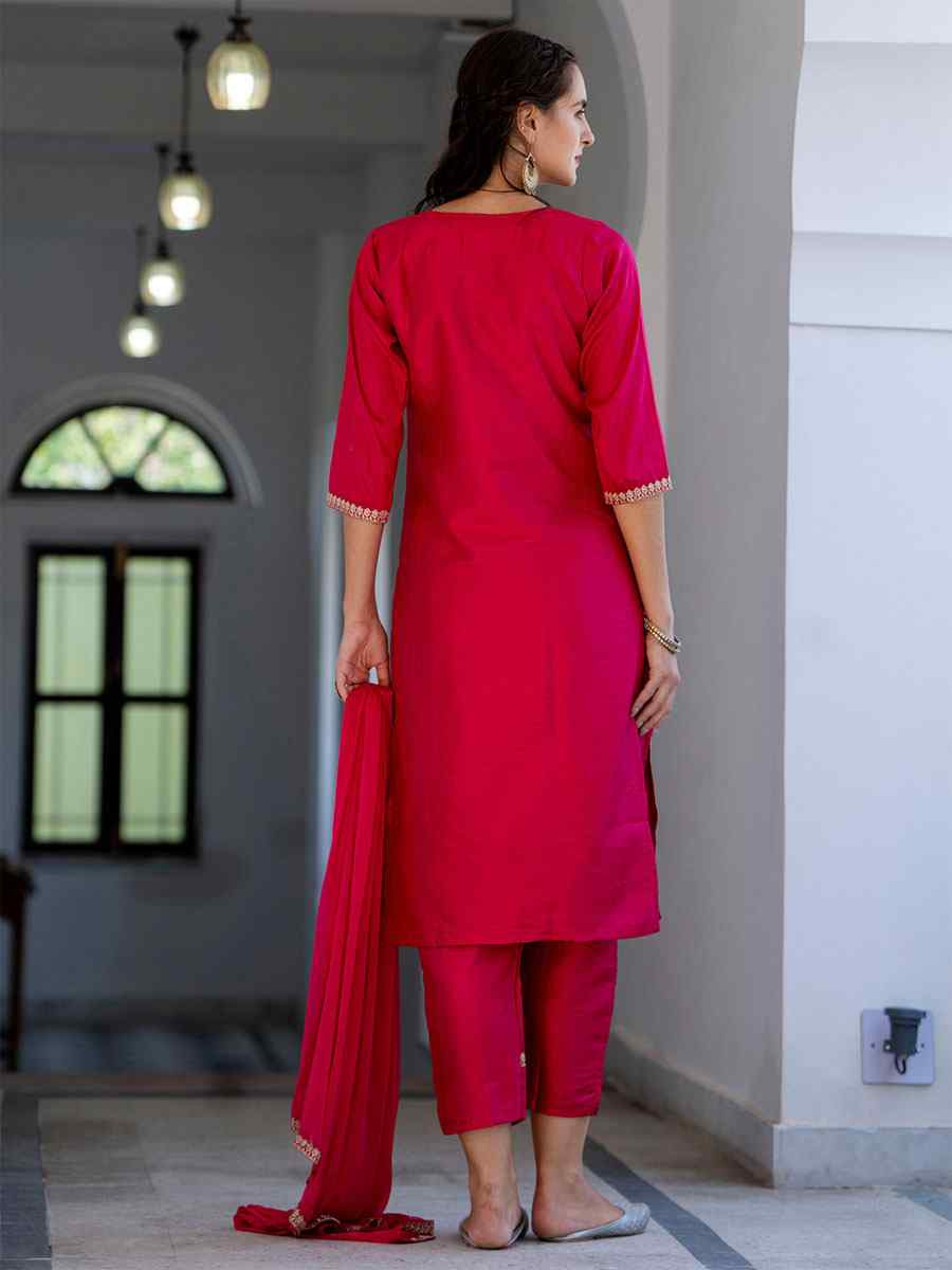 Pink Silk Blend Embroidery Party Wedding Festival Casual Ready Pant Salwar Kameez