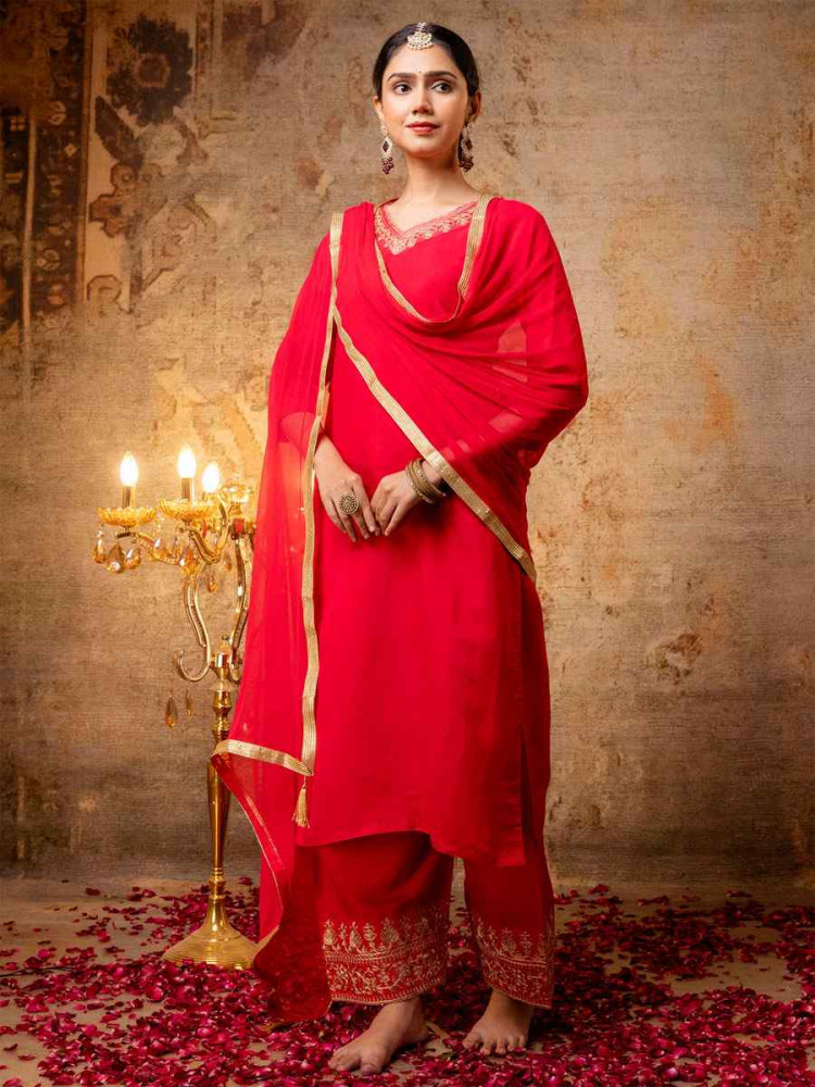 Image of Pink Silk Blend Embroidery Party Wedding Festival Casual Ready Pant Salwar Kameez