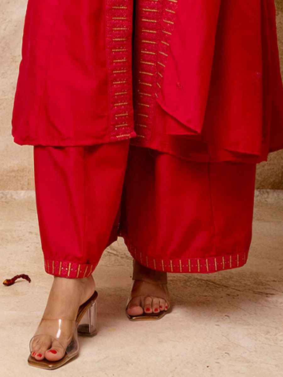 Pink Silk Blend Embroidery Party Wedding Festival Casual Ready Pant Salwar Kameez