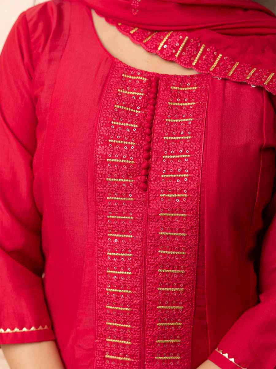 Pink Silk Blend Embroidery Party Wedding Festival Casual Ready Pant Salwar Kameez