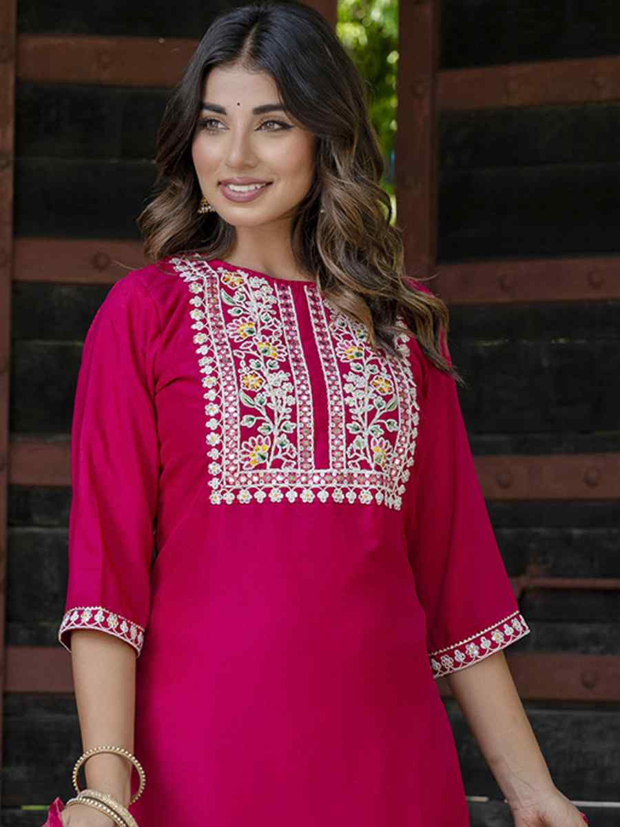 Pink Silk Blend Embroidery Party Wedding Festival Casual Ready Pant Salwar Kameez