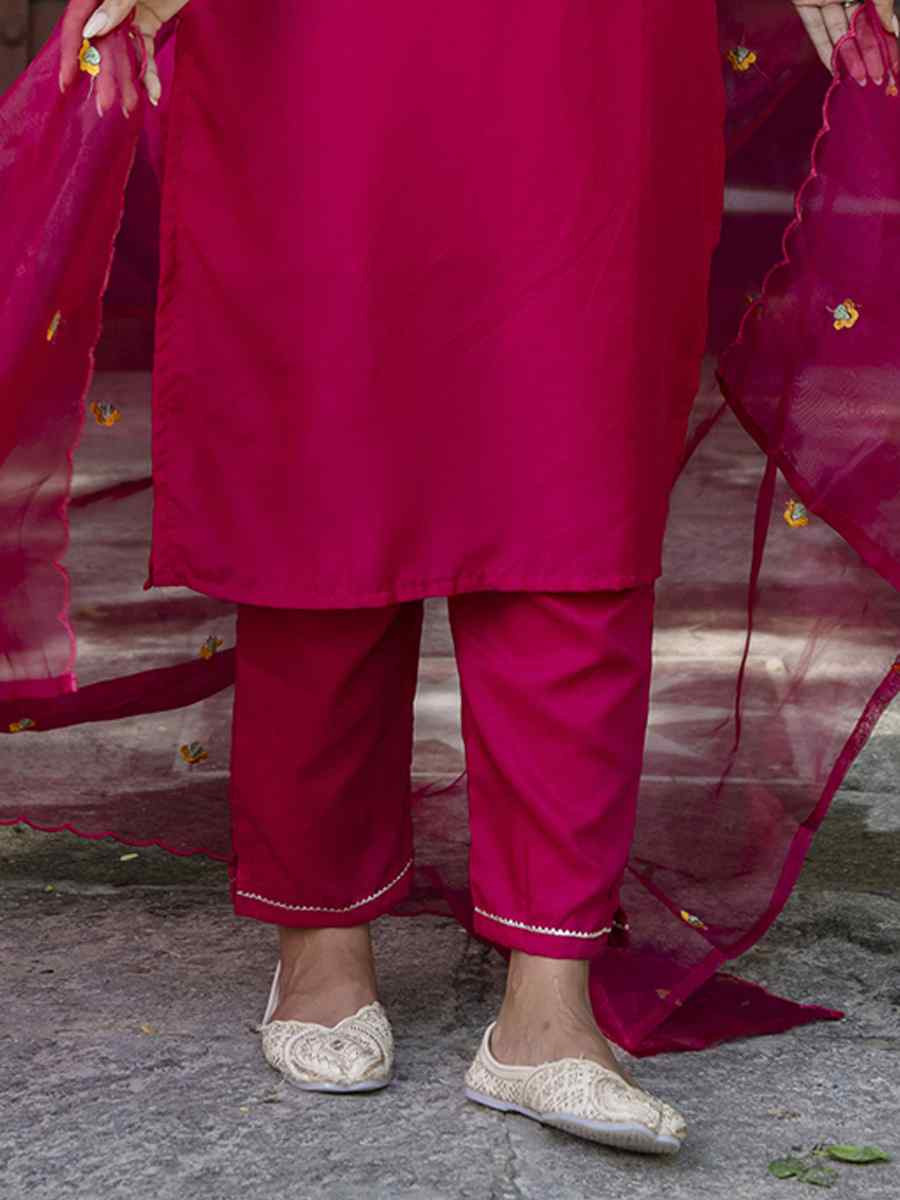 Pink Silk Blend Embroidery Party Wedding Festival Casual Ready Pant Salwar Kameez