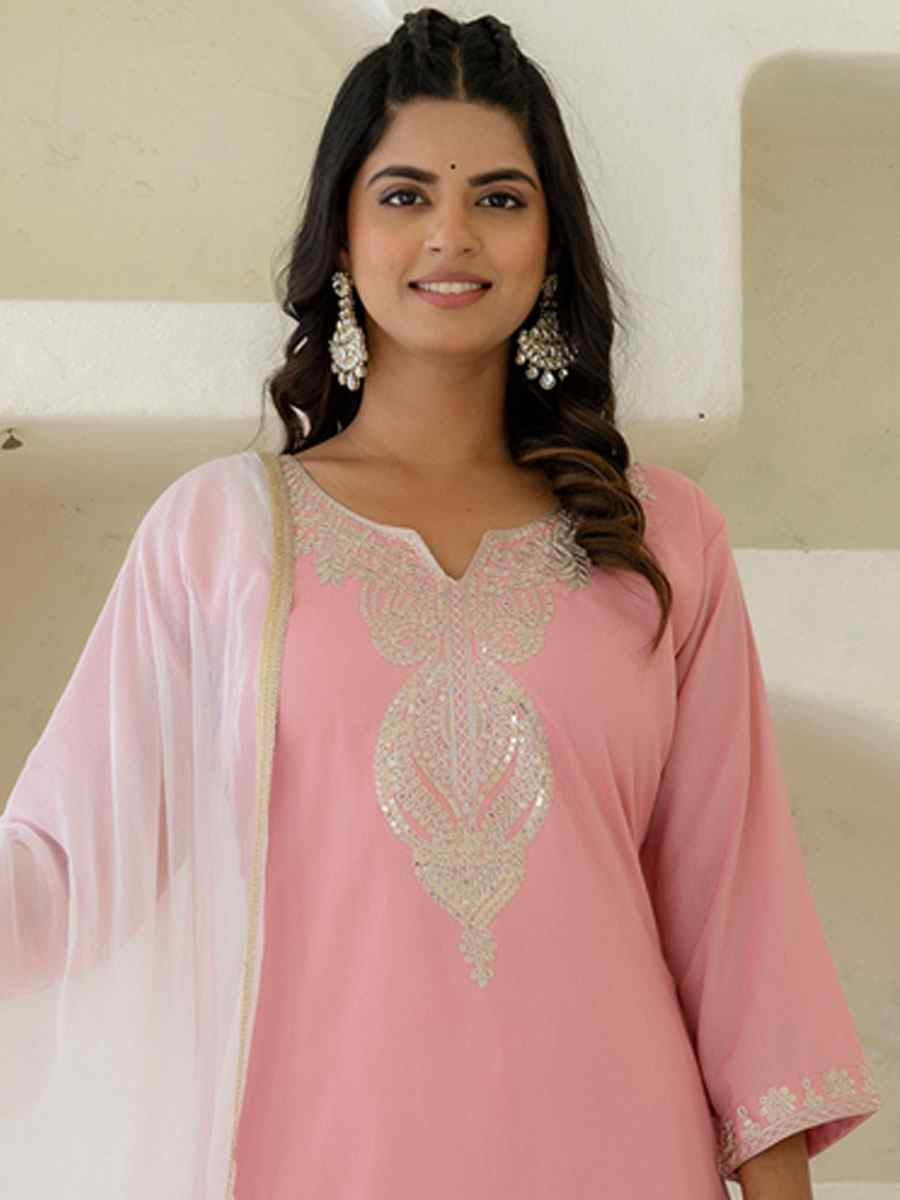 Pink Silk Blend Embroidery Party Wedding Festival Casual Ready Pant Salwar Kameez