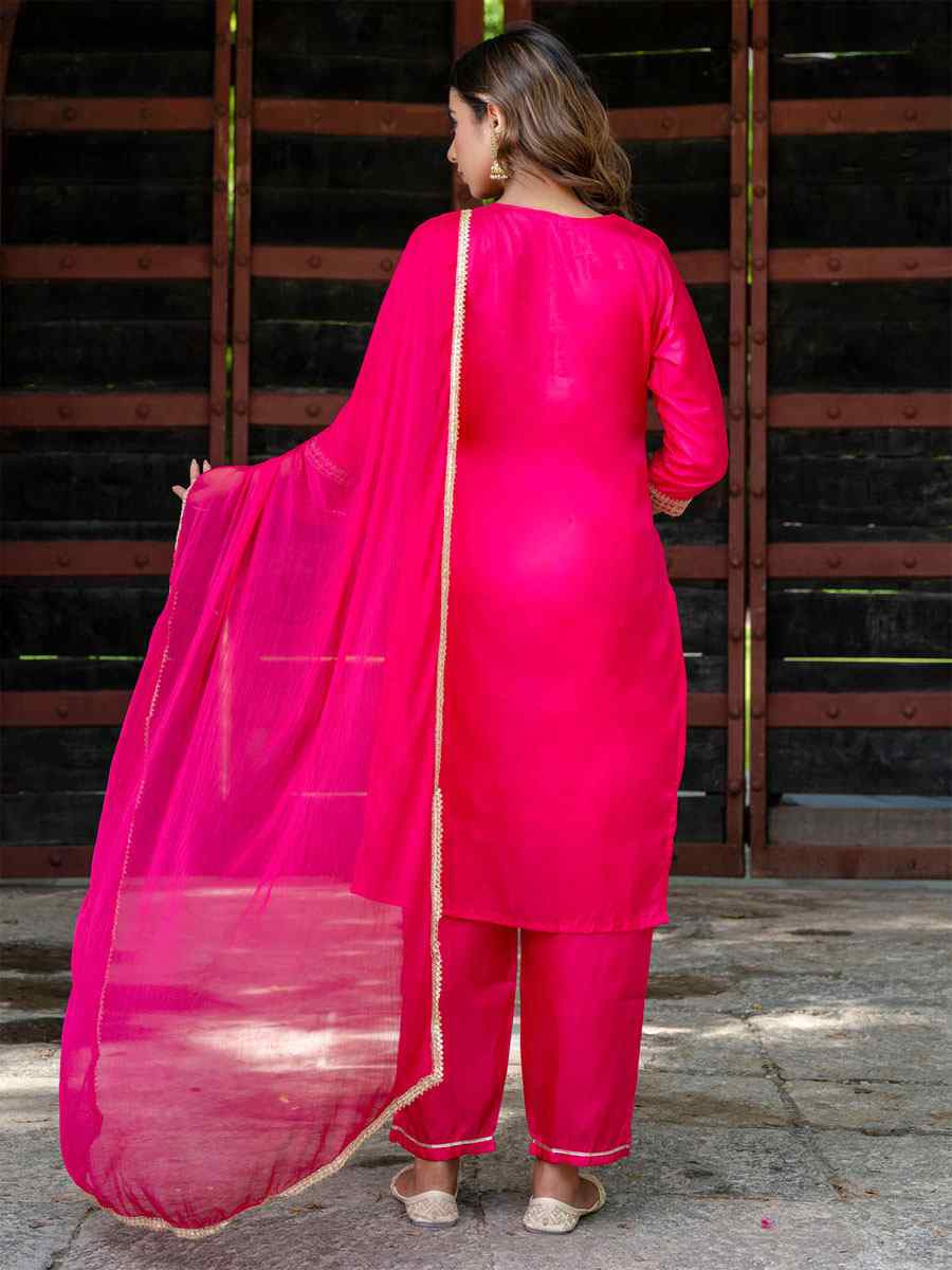 Pink Silk Blend Embroidery Party Wedding Festival Casual Ready Pant Salwar Kameez