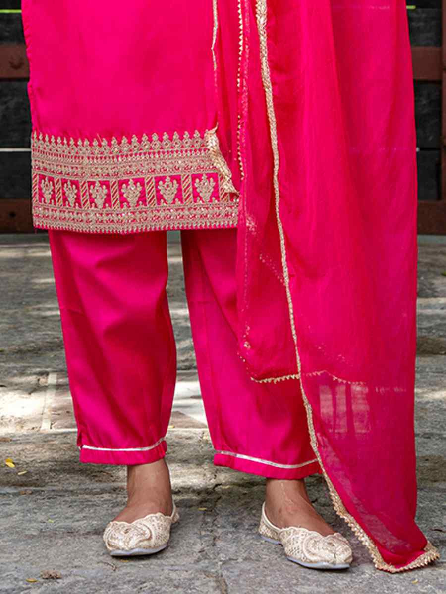 Pink Silk Blend Embroidery Party Wedding Festival Casual Ready Pant Salwar Kameez
