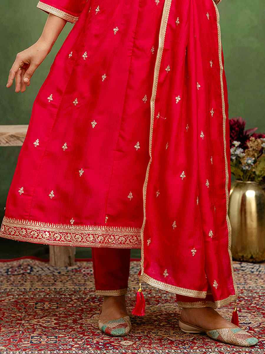 Pink Silk Blend Embroidery Party Wedding Festival Casual Ready Pant Salwar Kameez