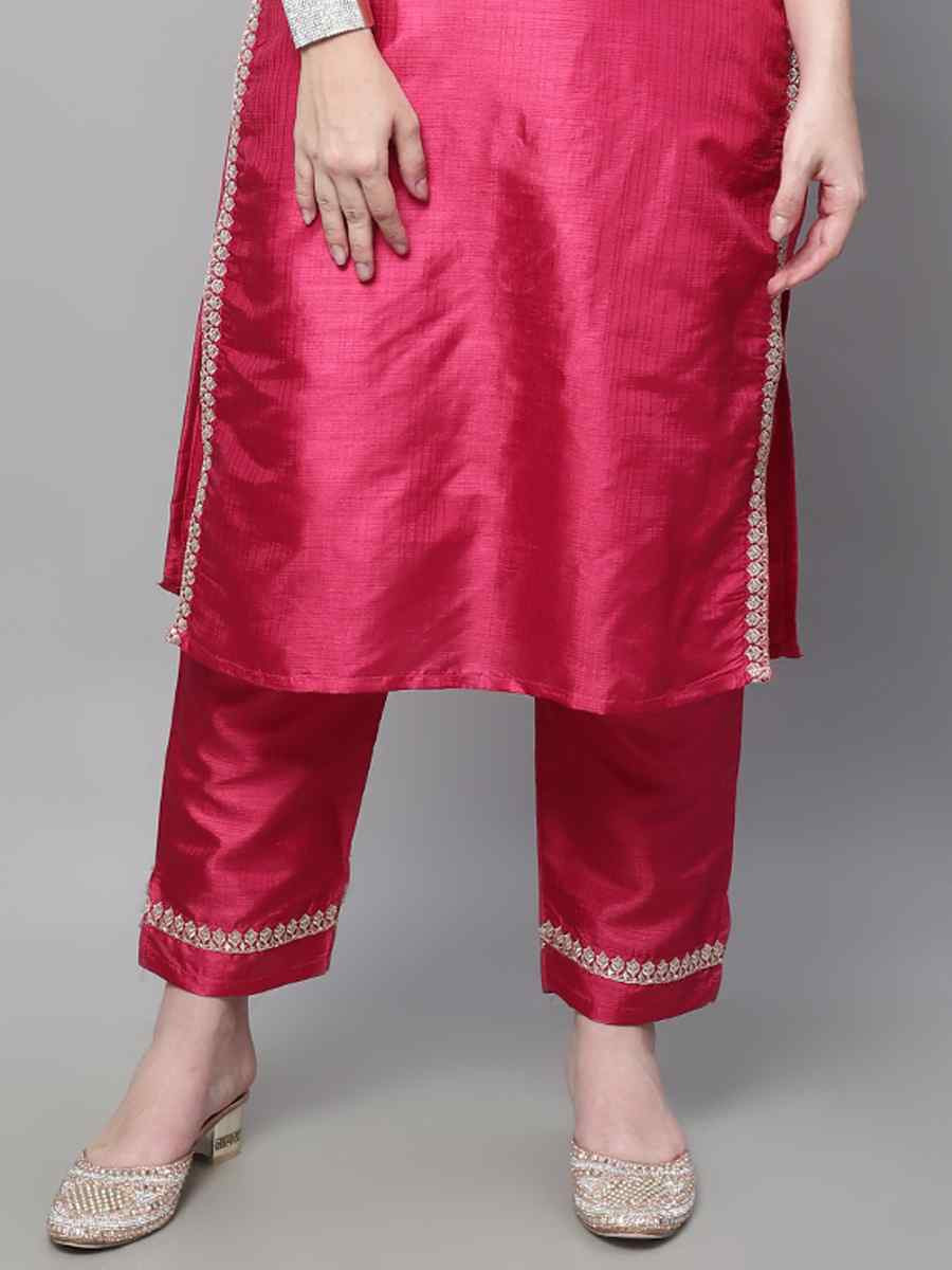 Pink Silk Blend Embroidery Party Wedding Festival Casual Ready Pant Salwar Kameez