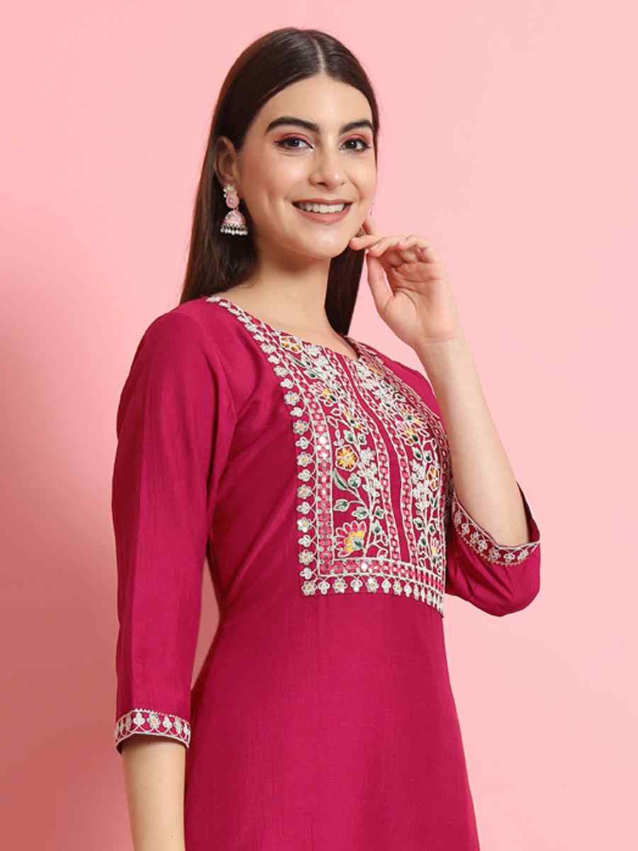 Pink Silk Blend Embroidery Party Wedding Festival Casual Ready Pant Salwar Kameez