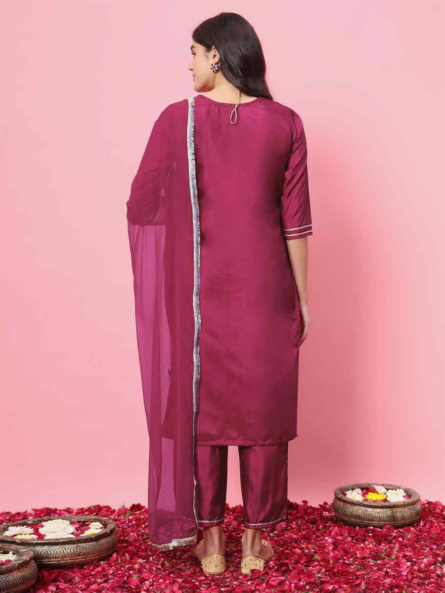 Pink Silk Blend Embroidery Party Wedding Festival Casual Ready Pant Salwar Kameez