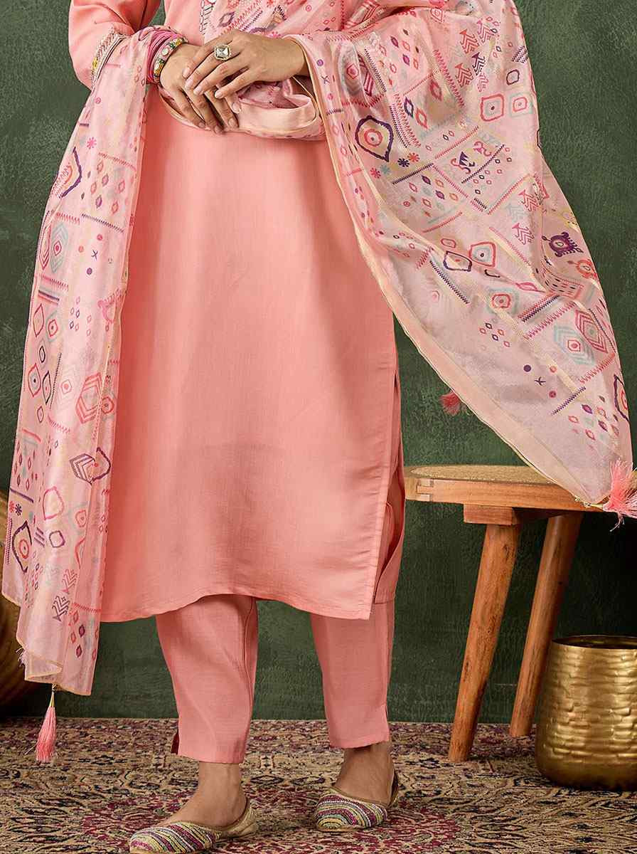 Pink Silk Blend Embroidery Party Wedding Festival Casual Ready Pant Salwar Kameez