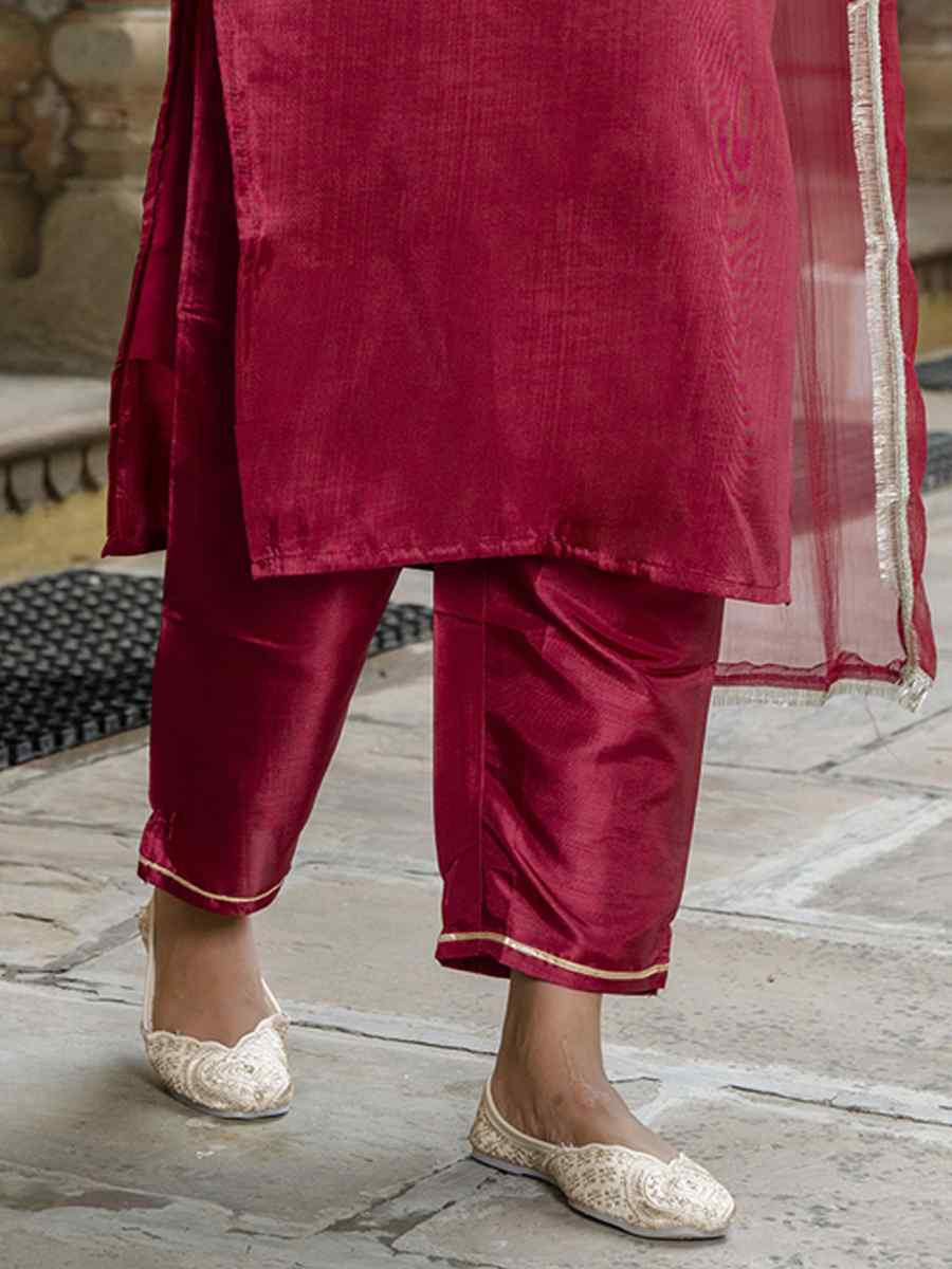 Pink Silk Blend Embroidery Party Wedding Festival Casual Ready Pant Salwar Kameez