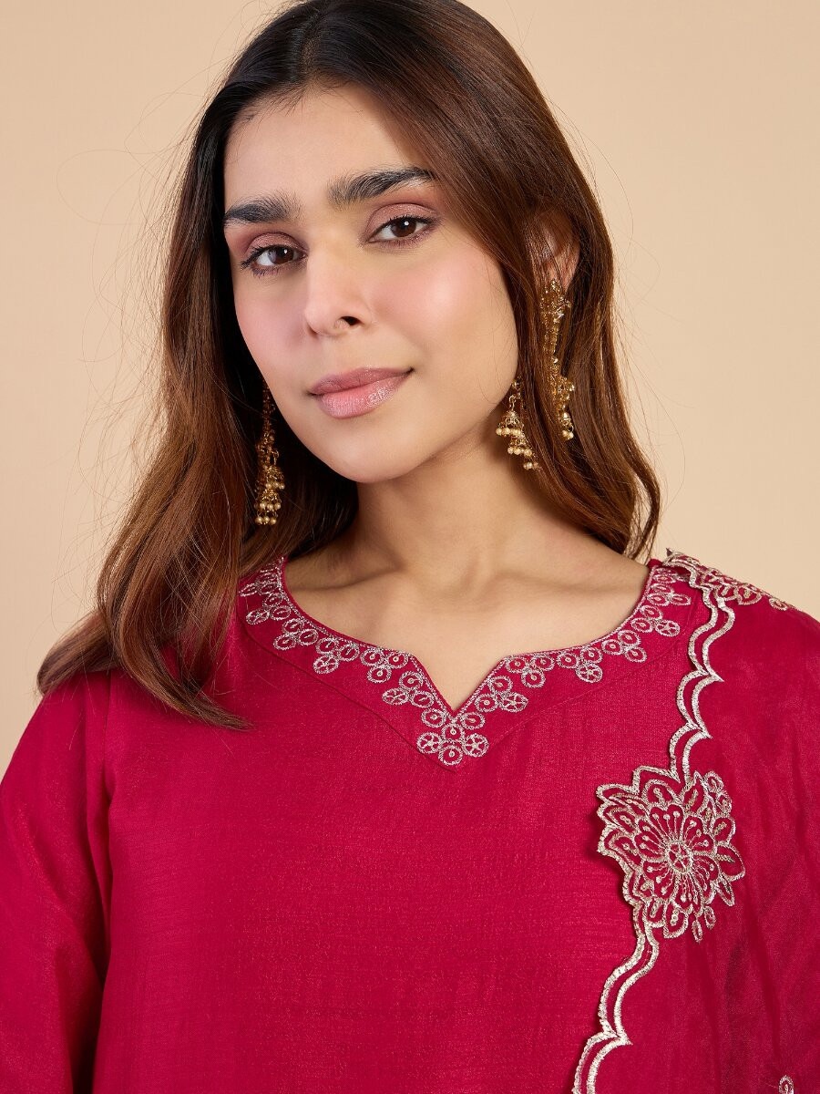 Pink Silk Blend Embroidery Wedding Party Festival Casual Palazzo Pant Salwar Kameez