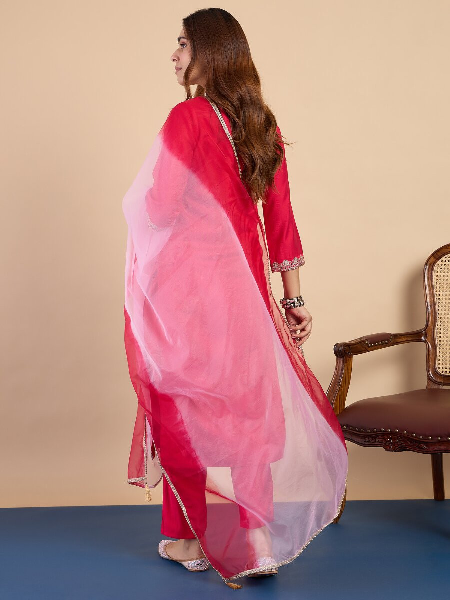 Pink Silk Blend Embroidery Wedding Party Festival Casual Pant Salwar Kameez