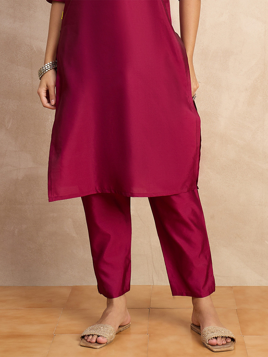 Pink Silk Blend Embroidery Wedding Party Festival Casual Ready Pant Salwar Kameez