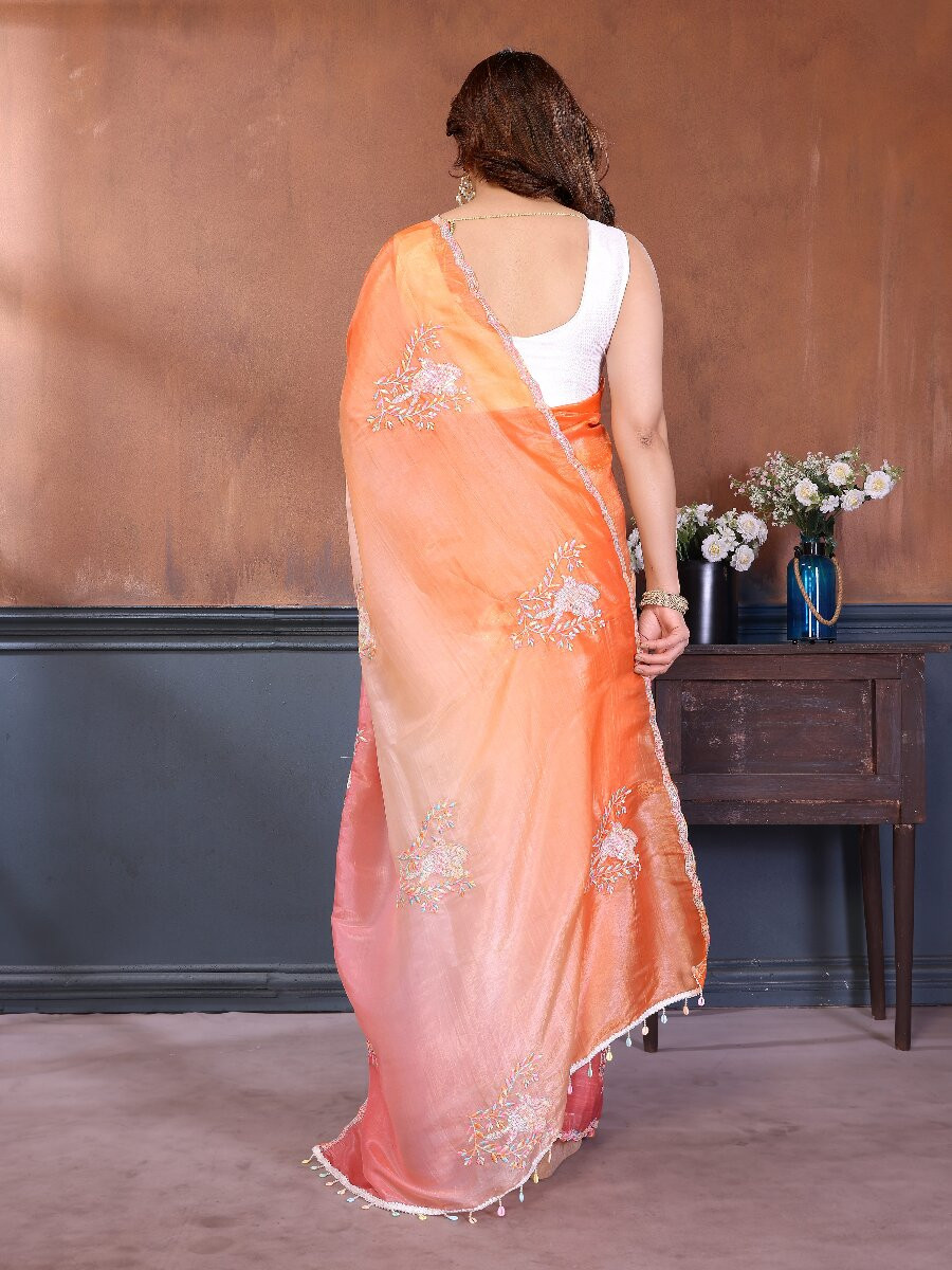 Pink Silk Blend Embroidery Wedding Reception Party Festival Casual Heavy Border Sarees