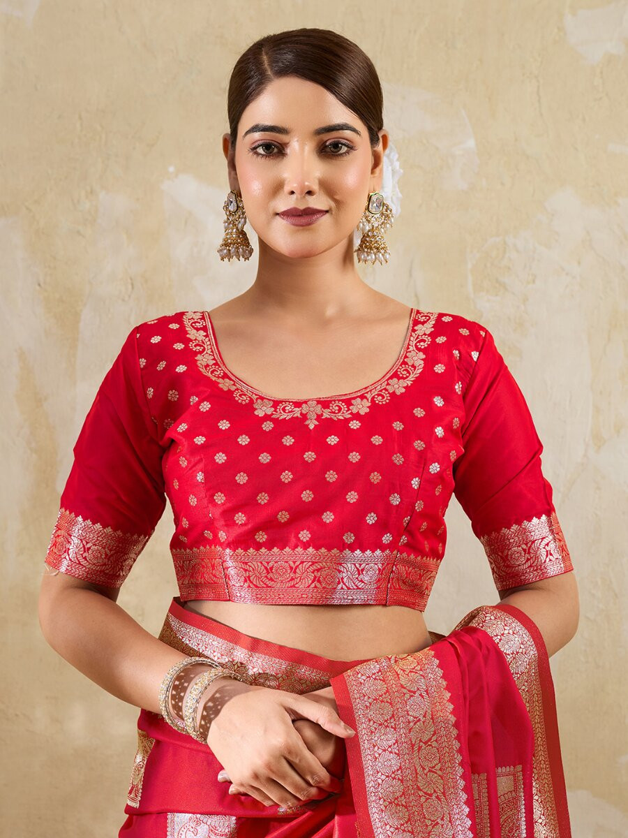 Pink Silk Blend Zari Wedding Reception Party Festival Casual Heavy Border Sarees