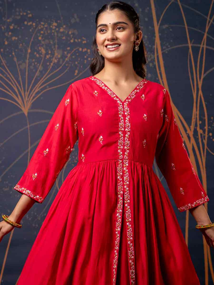 Pink Silk Blend Embroidered Casual Festival Ready Palazzo Pant Salwar Kameez