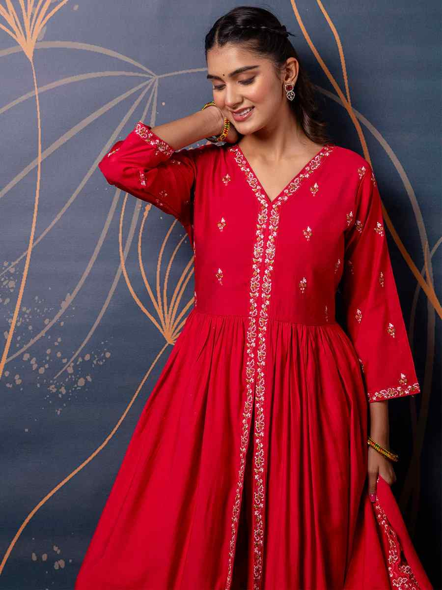 Pink Silk BlendEmbroidered Casual Festival Ready Palazzo Pant Salwar Kameez