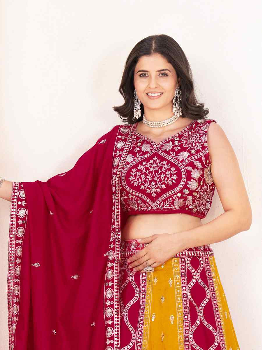 Pink Silk Embroidered Wedding Festival Heavy Border Lehenga Choli