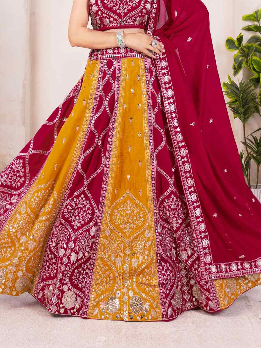 Pink Silk Embroidered Wedding Festival Heavy Border Lehenga Choli