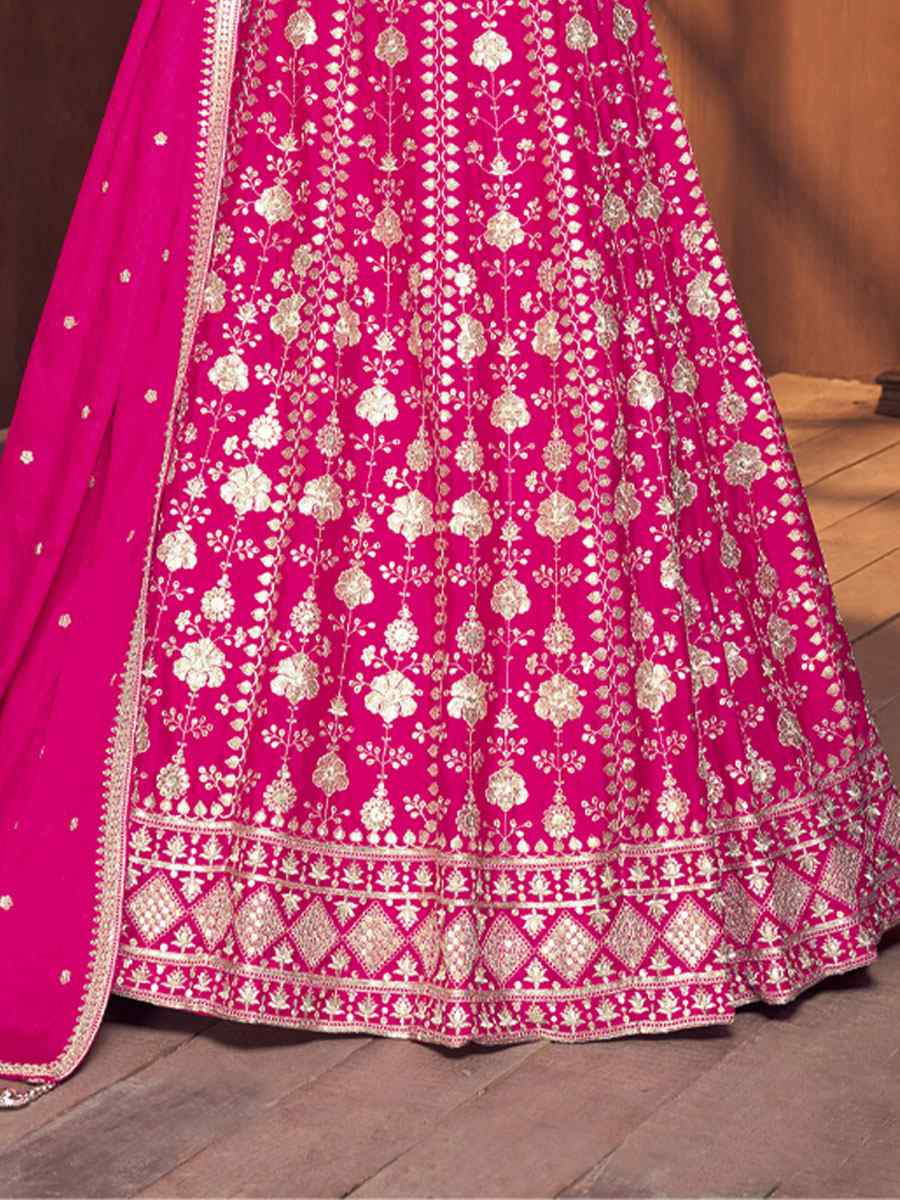 Pink Silk Embroidered Wedding Reception Festival Ready Heavy Border Lehenga Choli