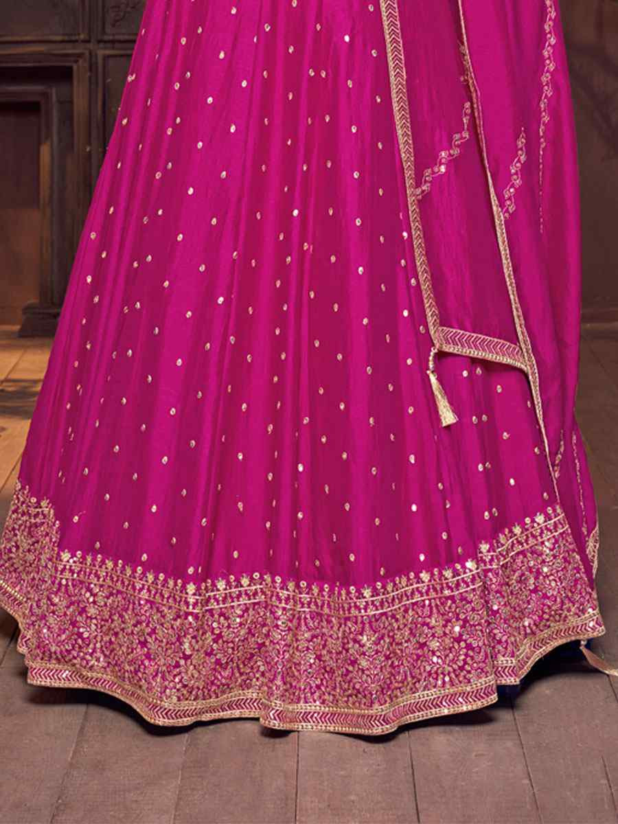 Pink Silk Embroidered Wedding Reception Festival Ready Heavy Border Lehenga Choli