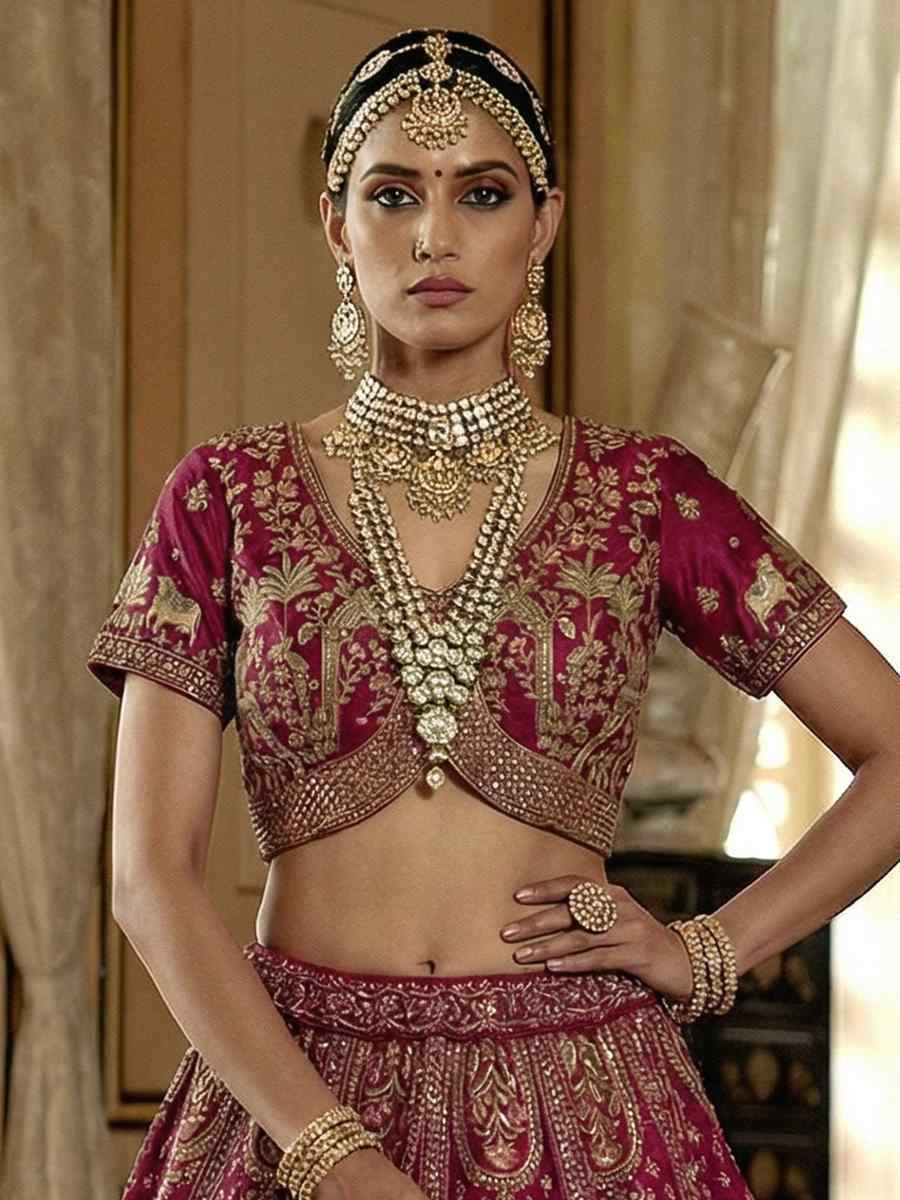 Pink Silk Embroidery Bridal Wedding Reception Festival Heavy Border Lehenga Choli