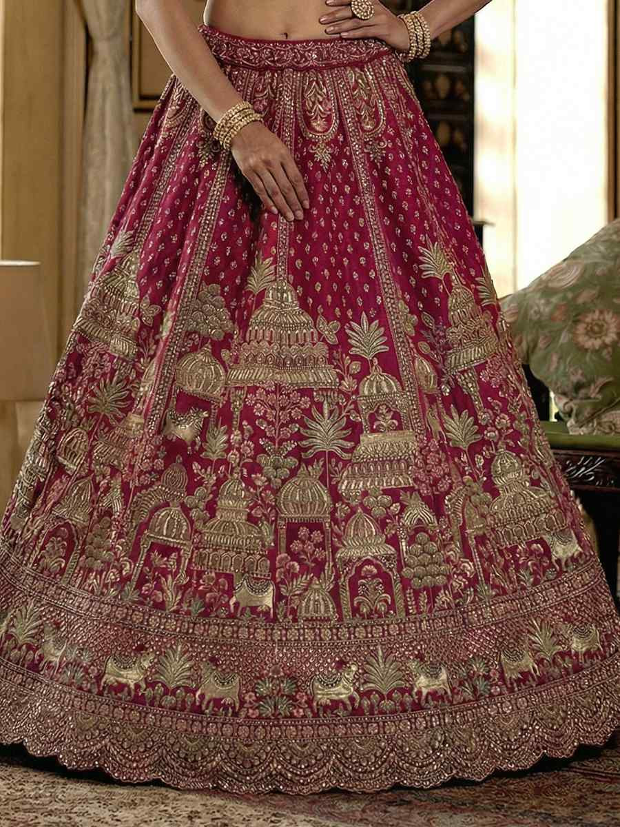 Pink Silk Embroidery Bridal Wedding Reception Festival Heavy Border Lehenga Choli