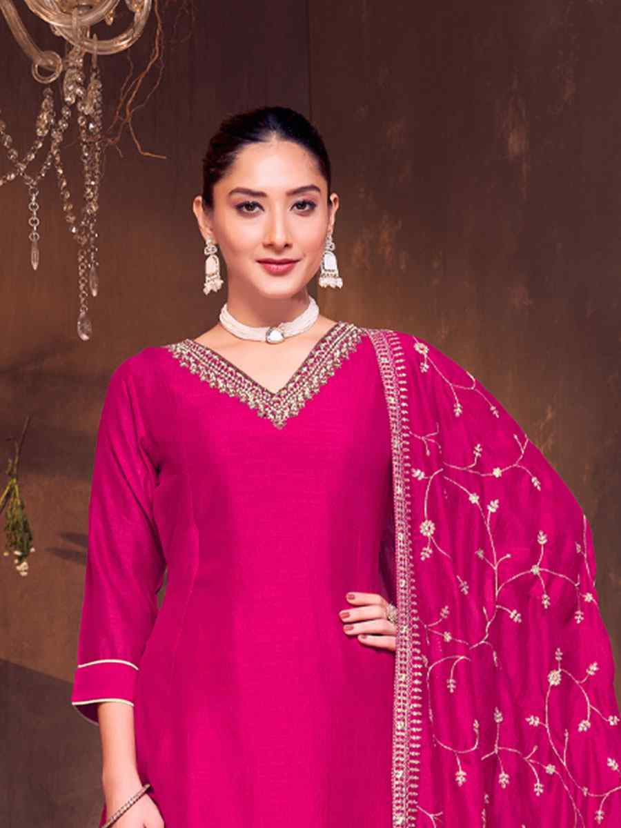Pink Silk Embroidery Party Wedding Festival Casual Ready Anarkali Salwar Kameez