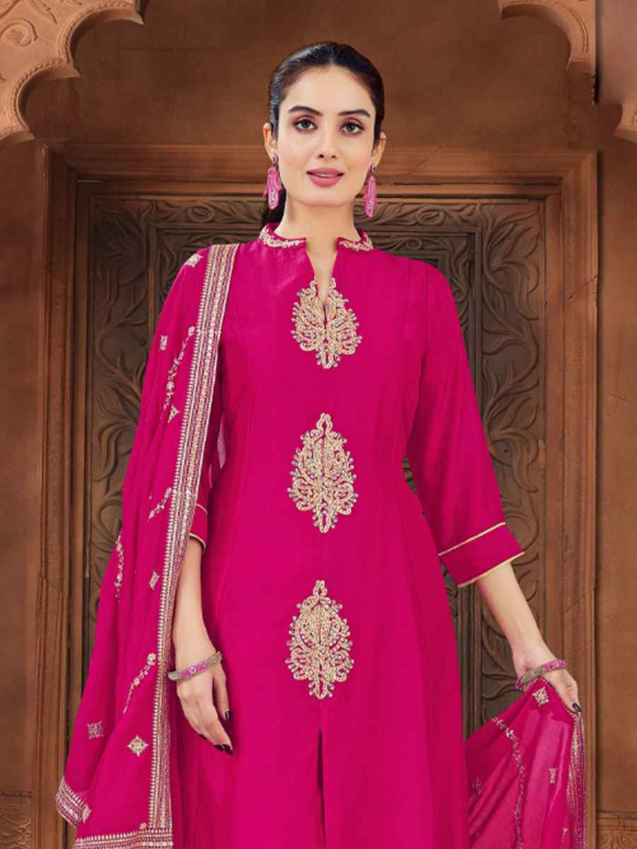 Pink Silk Embroidery Party Wedding Festival Casual Ready Anarkali Salwar Kameez
