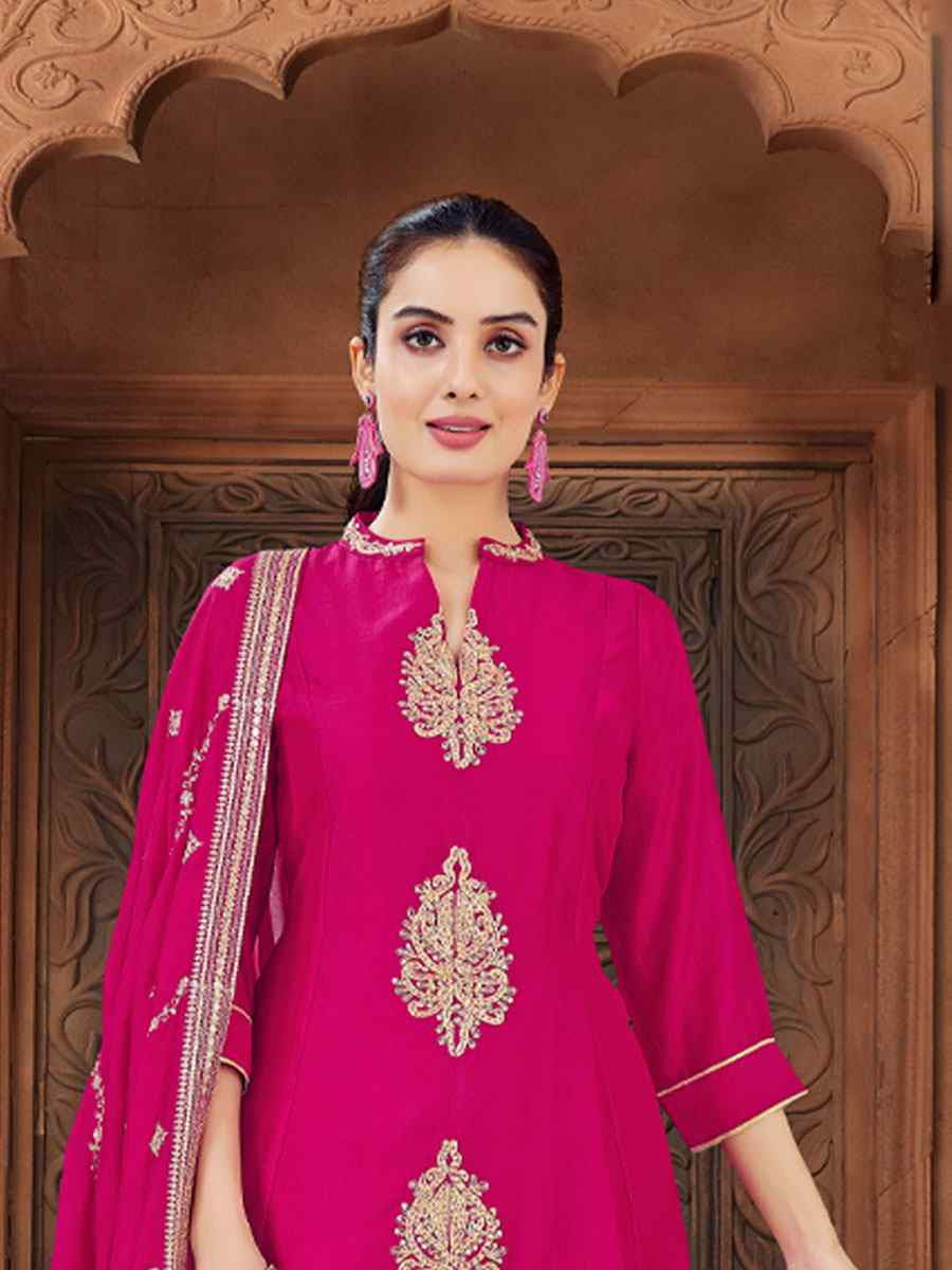 Pink Silk Embroidery Party Wedding Festival Casual Ready Anarkali Salwar Kameez